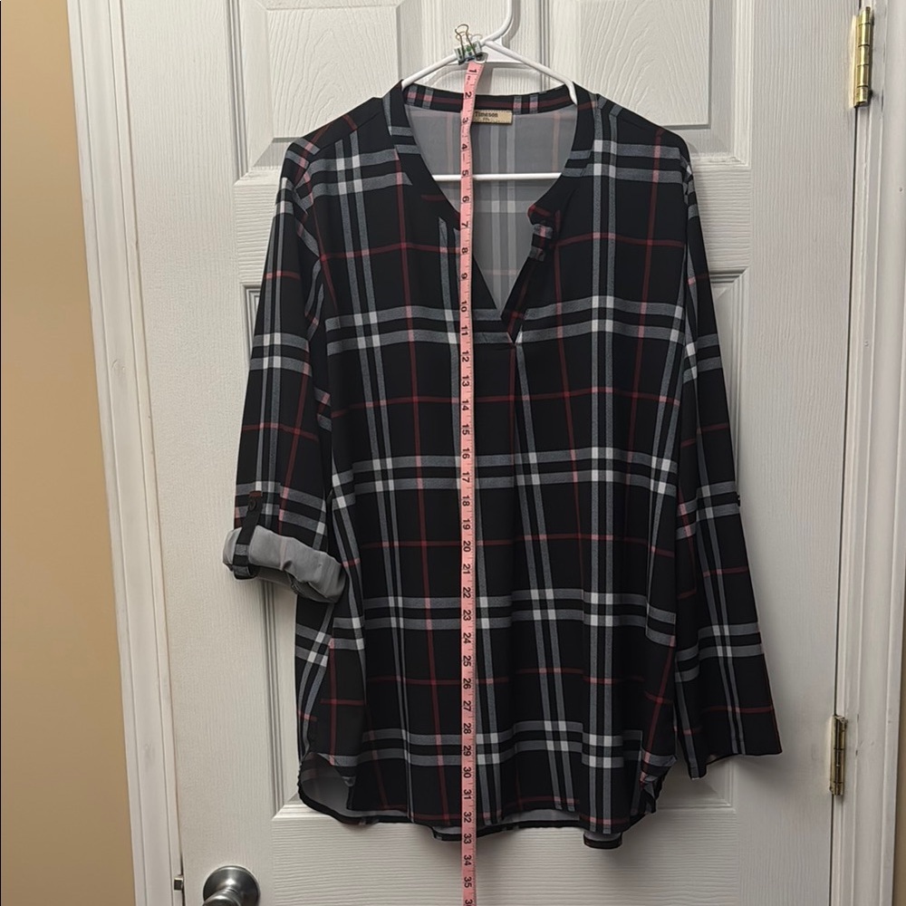 Black and Red Plaid Button-Up Shirt